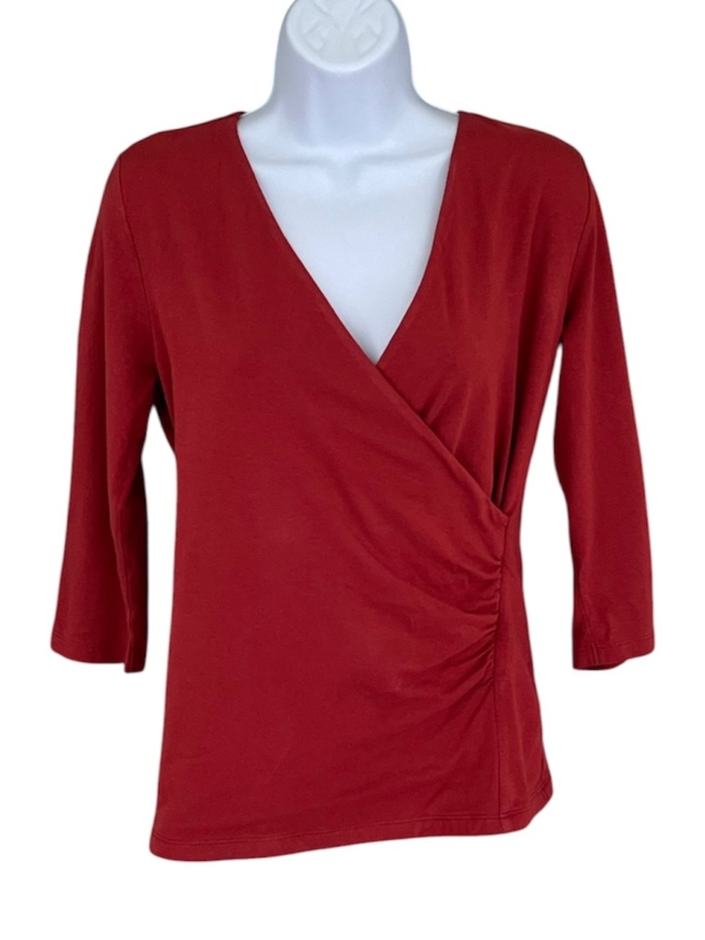 Like new!  Soft Surroundings rust colored surplice neckline 3/4 sleeve, size S.